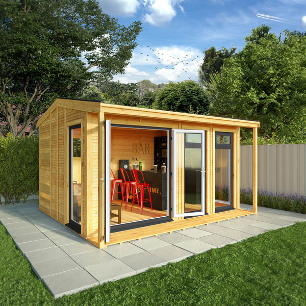 Mercia Sherwood Thoresby 4mx3m Insulated Garden Room - (UPVC Windows & Doors) - Grey