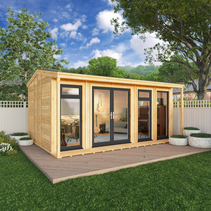 Mercia Sherwood Thoresby 5m x 3m Insulated Garden Room - (UPVC Windows & Doors) - Grey