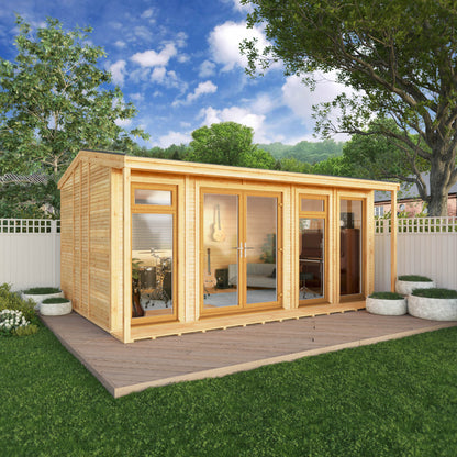 Mercia Sherwood Thoresby 5m x 3m Insulated Garden Room - (UPVC Windows & Doors) - Oak