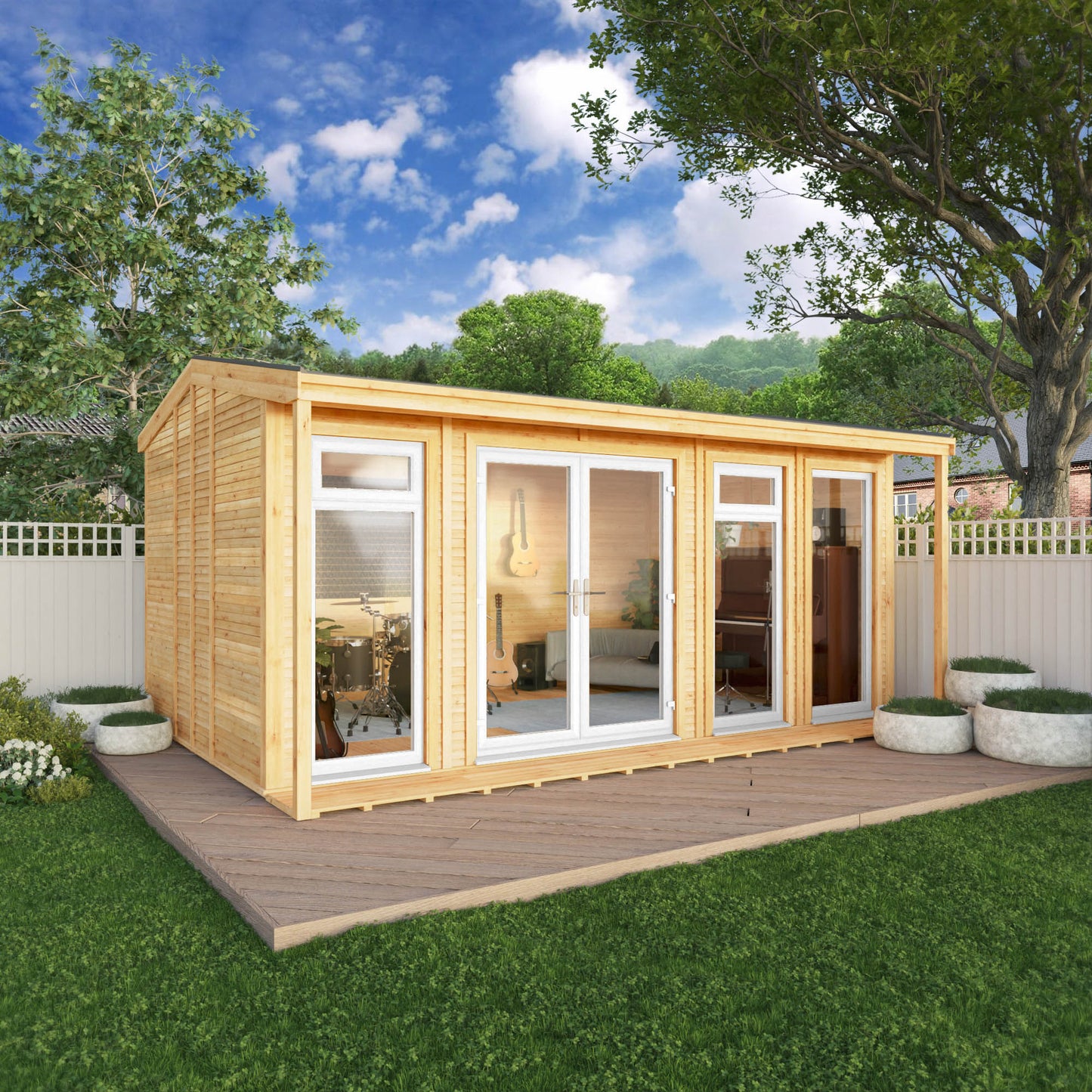 Mercia Sherwood Thoresby 5m x 3m Insulated Garden Room - (UPVC Windows & Doors) - White