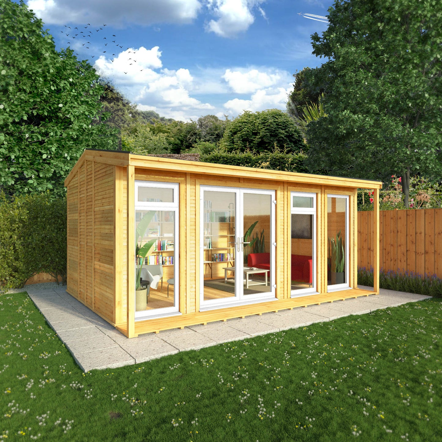 Mercia Sherwood Thoresby 5m x 3m Insulated Garden Room - (UPVC Windows & Doors) - White