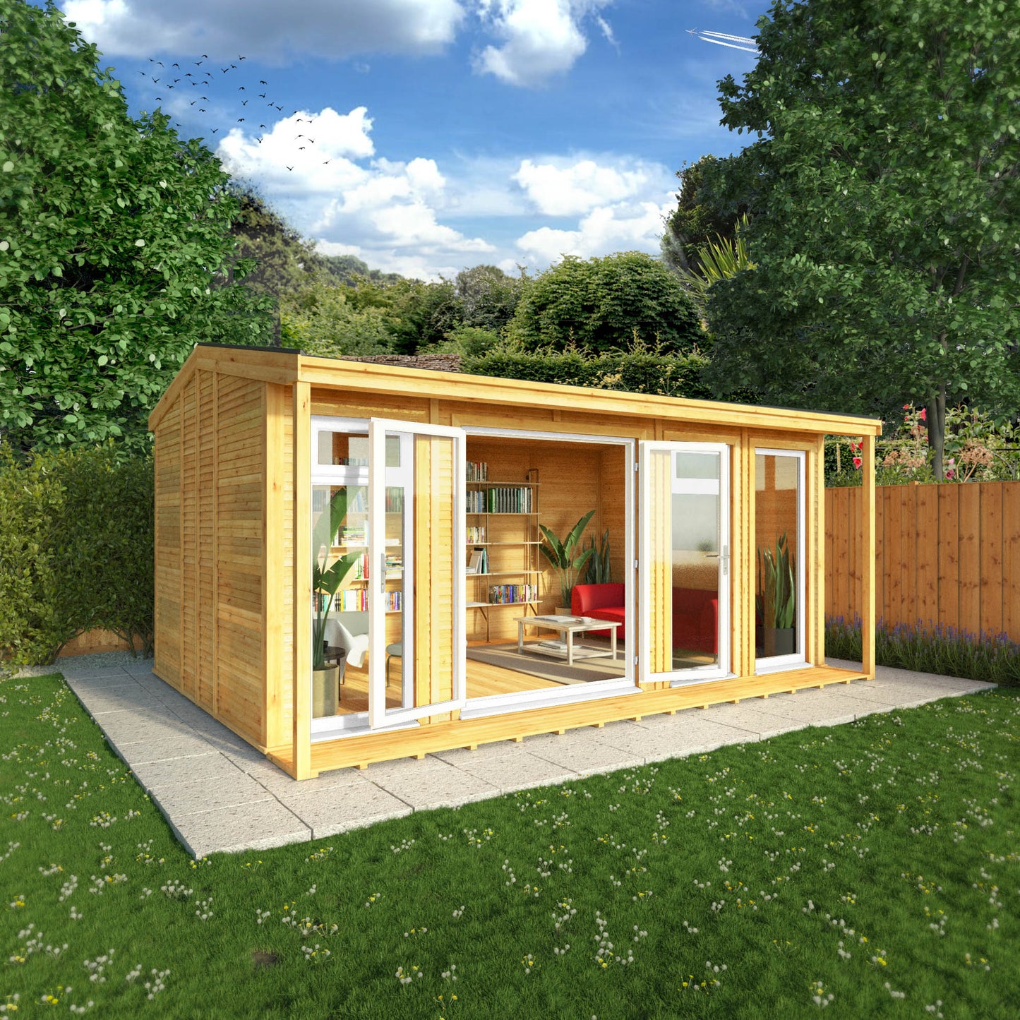 Mercia Sherwood Thoresby 5m x 3m Insulated Garden Room - (UPVC Windows & Doors) - White