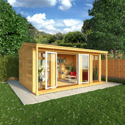 Mercia Sherwood Thoresby 5m x 3m Insulated Garden Room - (UPVC Windows & Doors) - Oak