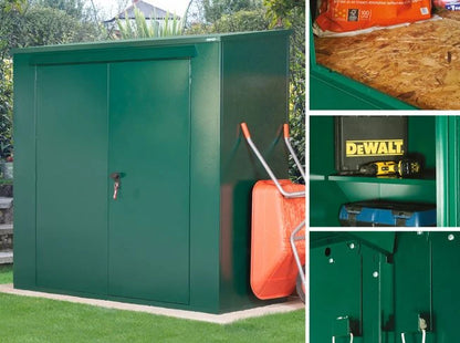 Asgard Metal Garden & Bike Shed 7ft x 3ft (The Trojan Plus) - 5 Point Locking - Bundle Deal