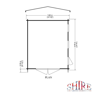 Shire Bradenham 13x15 Log Cabin (28mm - 70mm Logs)