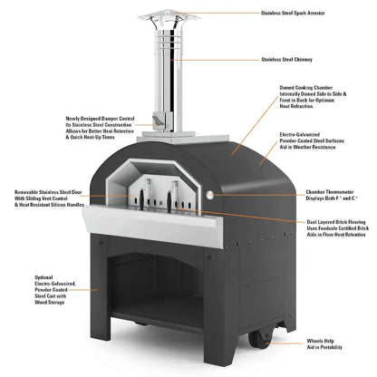 Fontana Forni Vulcano Commercial Wood-Fired Oven with Cart