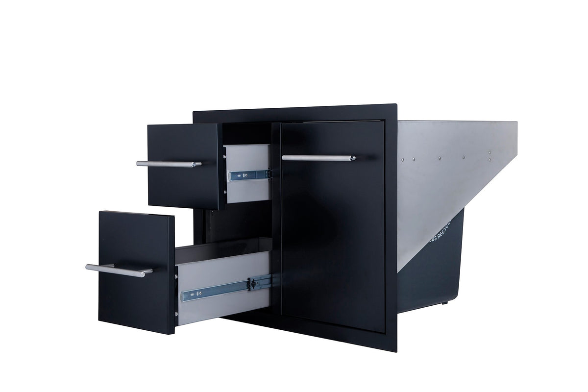 Sunstone Black Series Double Drawer & Trash Tray Combo with Plastic Bin