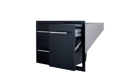 Sunstone Black Series Double Drawer & Trash Tray Combo with Plastic Bin