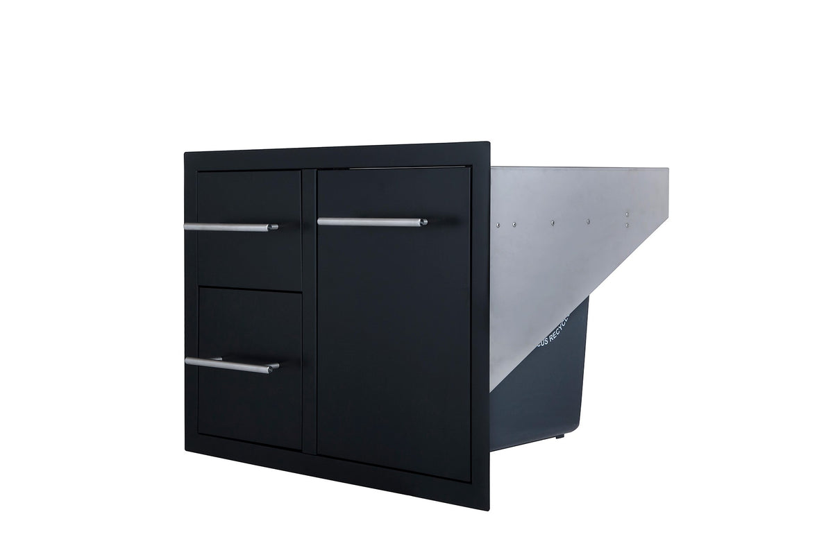 Sunstone Black Series Double Drawer & Trash Tray Combo with Plastic Bin