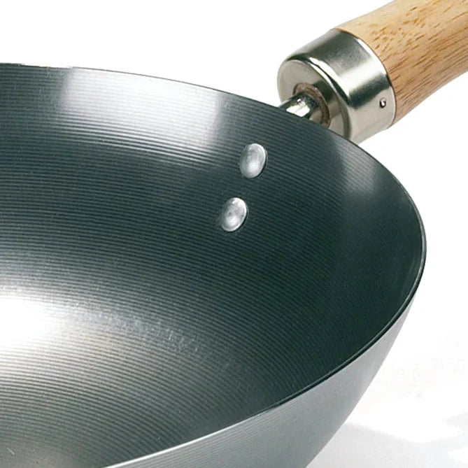 HOT WOK 30 cm Carbon Steel Wok Pan – Round-Bottomed for Gas Burners
