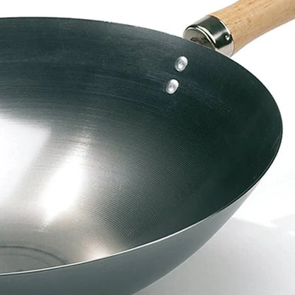 HOT WOK 35 cm Carbon Steel Wok Pan – Round-Bottomed for Gas Burners